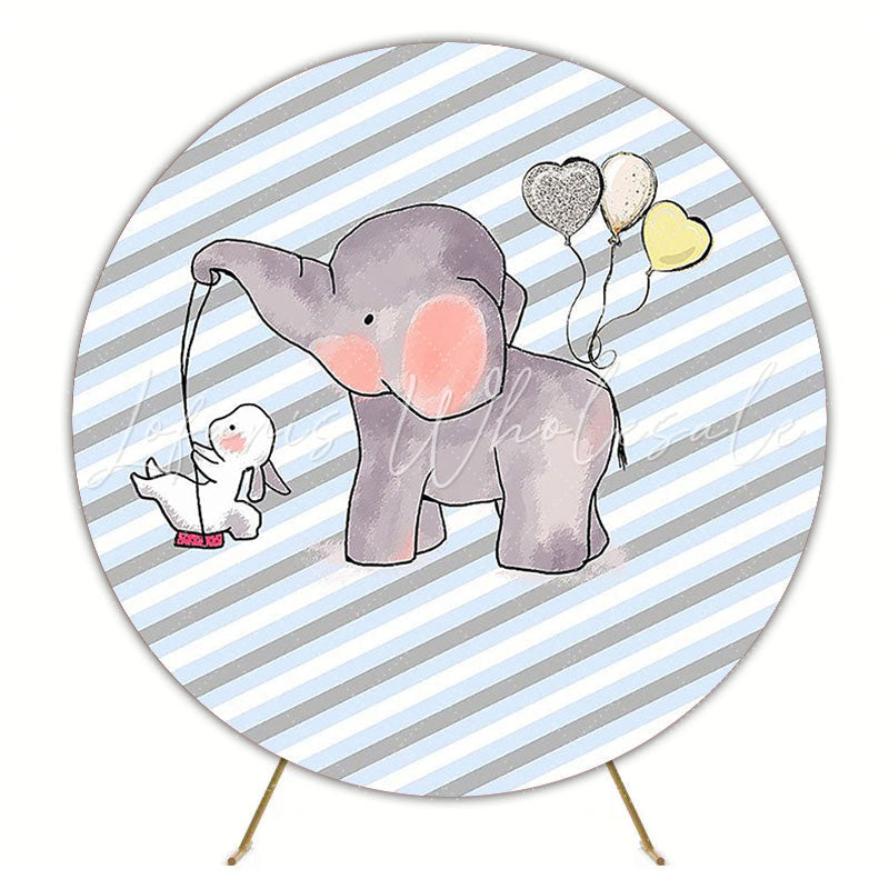 Baby Elephant Adorable Round Backdrop for Baby Shower