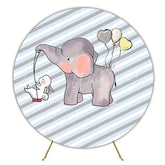 Baby Elephant Adorable Round Backdrop for Baby Shower