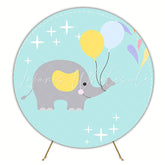 Baby Elephant Balloons Fun Round Backdrop for Baby Celebration