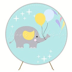 Baby Elephant Balloons Fun Round Backdrop for Baby Celebration