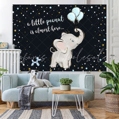 Lofaris Baby Elephant With Bule Balloons Shower Backdrop