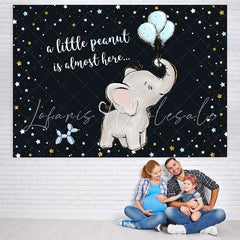Lofaris Baby Elephant With Bule Balloons Shower Backdrop