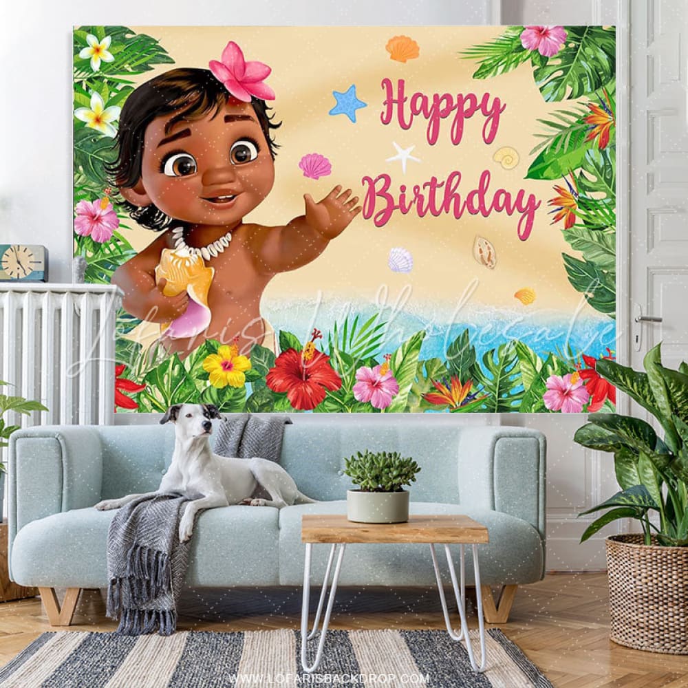 Lofaris Baby Girl Summer Beach Princess Birthday Backdrop