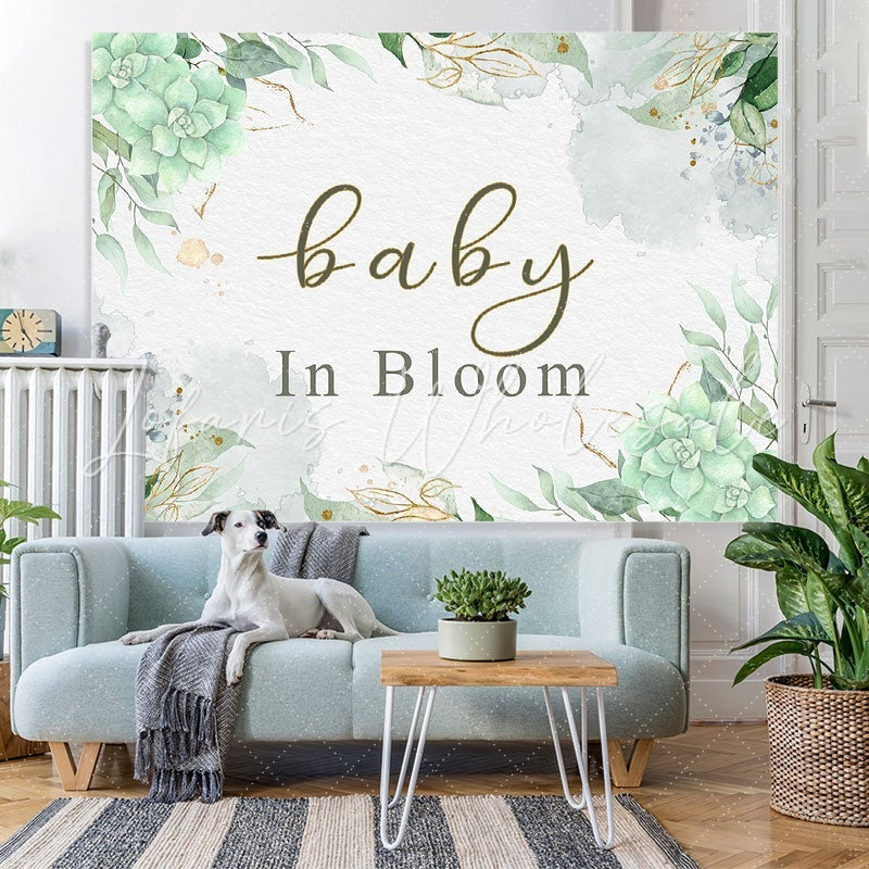 Lofaris Baby In Bloom Flower Green Photo Backdrop for Shower