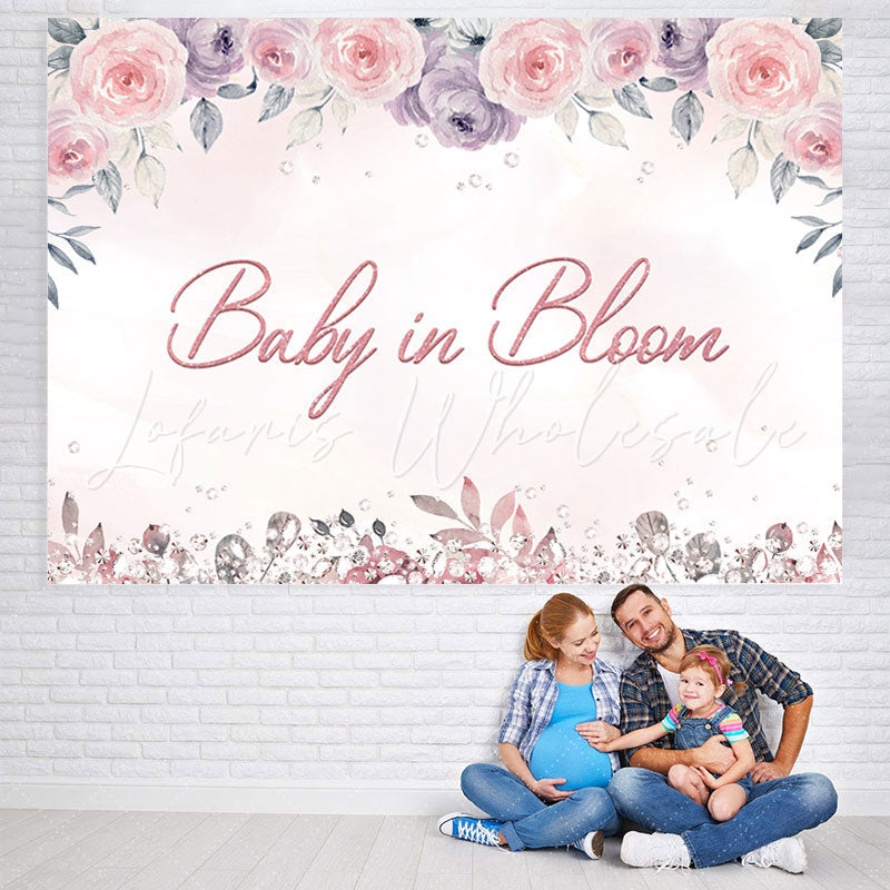 Lofaris Baby in Bloom Pink and Purple Shower Backdrop