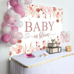 Lofaris Baby In Bloom Pink Floral Heart Shower Backdrop