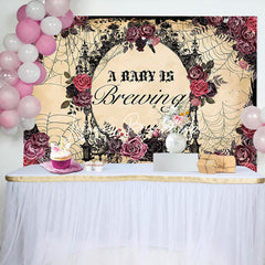 Lofaris Baby Is Brewing Rose Floral Gender Reveal Backdrop