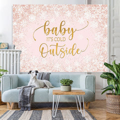 Lofaris Baby Is Cold Outside Pink Winter Shower Backdrop