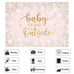 Lofaris Baby Is Cold Outside Winter Snowflake Shower Backdrop