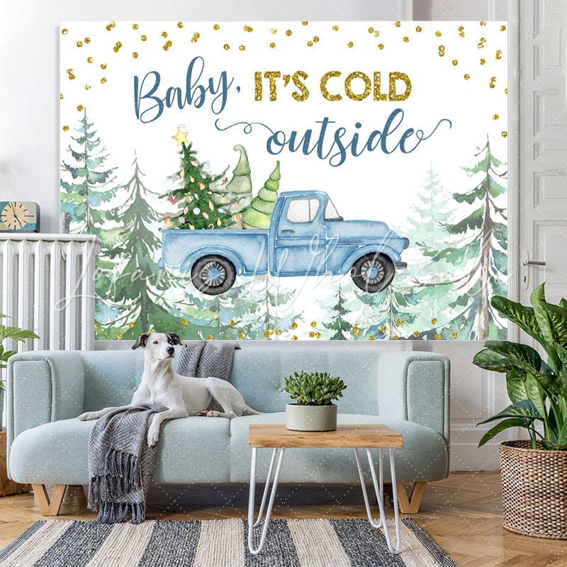 Lofaris Baby It Is Cold Outside Christmas Tree Backdrop for Shower
