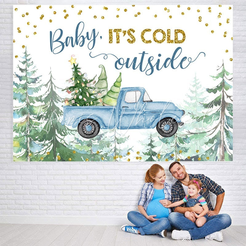 Lofaris Baby It Is Cold Outside Christmas Tree Backdrop for Shower
