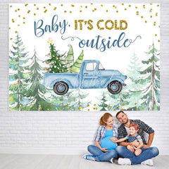 Lofaris Baby It Is Cold Outside Christmas Tree Backdrop for Shower