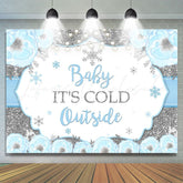 Lofaris Baby It Is Cold Outside Floral Blue Backdrop for Shower