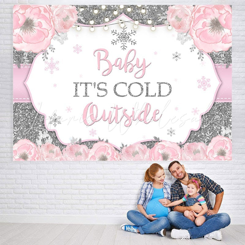 Lofaris It Is Cold Outside Pink Floral Backdrop for Baby Shower