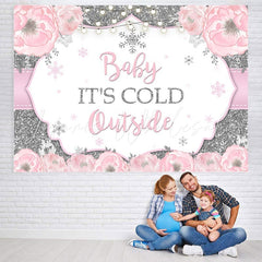 Lofaris It Is Cold Outside Pink Floral Backdrop for Baby Shower