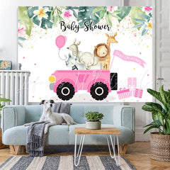 Lofaris Baby On The Roard Pink Shower Backdrop For Girl