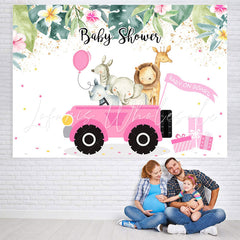 Lofaris Baby On The Roard Pink Shower Backdrop For Girl