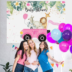 Lofaris Baby On The Roard Pink Shower Backdrop For Girl