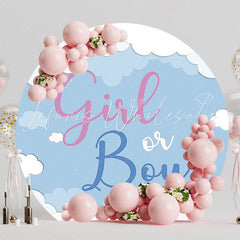Baby Reveal Clouds Round Backdrop for Gender Reveal Party