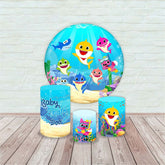 Baby Shark Round Backdrop and Cylinders Kit for Fun Parties