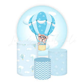 Baby Shower Balloon Bear Themed Round Backdrop and Cylinders Kit