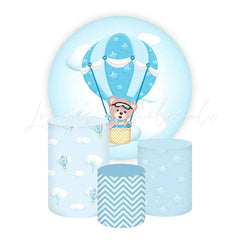 Baby Shower Balloon Bear Themed Round Backdrop and Cylinders Kit