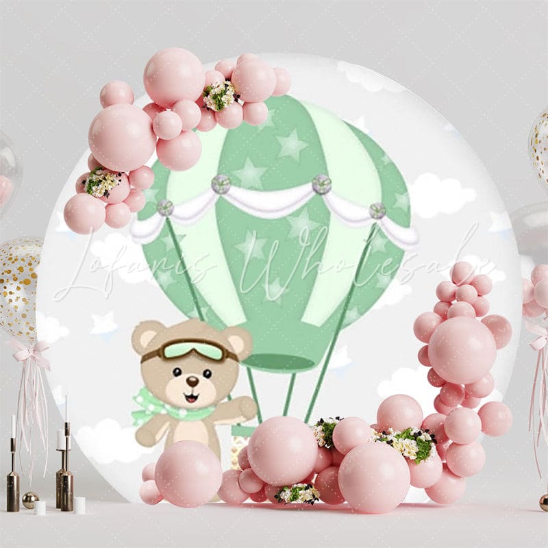 Baby Shower Bear Cute Round Backdrop For Lovely Celebrations