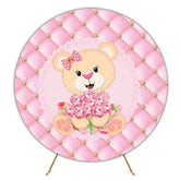 Baby Shower Bear Cute Round Backdrop For Sweet Celebration