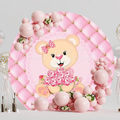 Baby Shower Bear Cute Round Backdrop For Sweet Celebration