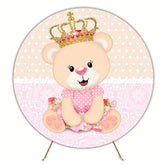Baby Shower Bear Lovely Round Backdrop For Newborn Celebration