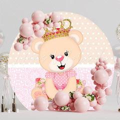Baby Shower Bear Lovely Round Backdrop For Newborn Celebration