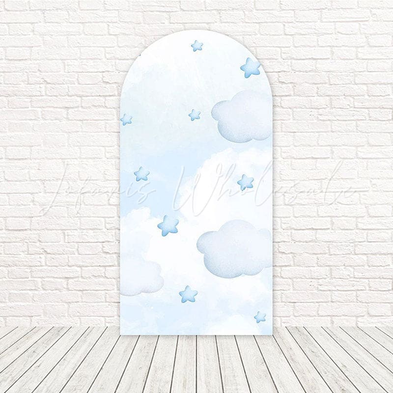 Baby Shower Blue Cloud Soft Arch Backdrop For Cute Party Decor