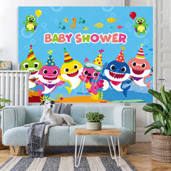 Lofaris Baby Shower Cartoon Theme Shark Undersea Party Backdrop