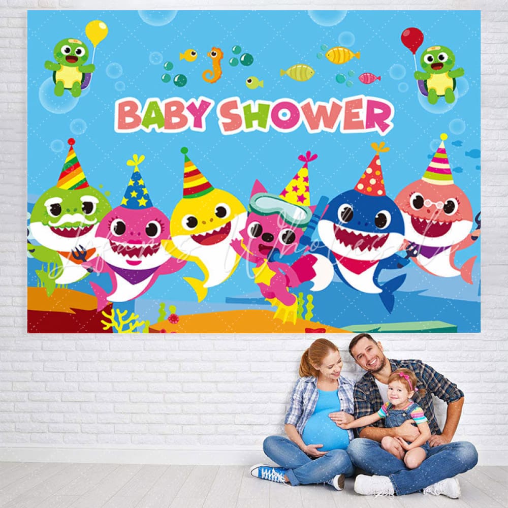 Lofaris Baby Shower Cartoon Theme Shark Undersea Party Backdrop