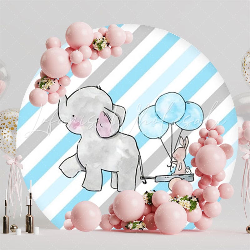 Baby Shower Elephant Cute Round Backdrop For Newborn Celebrations