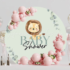 Baby Shower Green Round Backdrop for Calm Celebration Theme