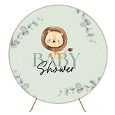 Baby Shower Green Round Backdrop for Calm Celebration Theme