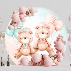 Baby Shower Revelation Bear Round Backdrop For Sweet Celebration