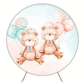 Baby Shower Revelation Bear Round Backdrop For Sweet Celebration