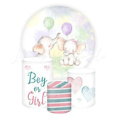 Baby Shower Themed Round Backdrop and Cylinders Kit for Events