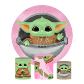 Baby Yoda Theme Birthday Party Round Backdrop Cover Plinth Cylinder Pedestal Cloth Cover