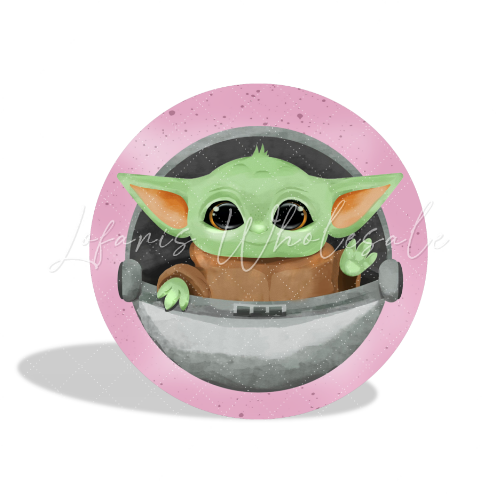 Baby Yoda Theme Birthday Party Round Backdrop Cover Plinth Cylinder Pedestal Cloth Cover