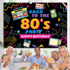 Lofaris Back To 80S Party Theme Happy Birthday Backdrop