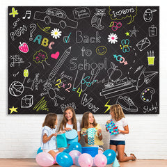 Lofaris Back to School Blackboard Chalk Drawing Kids Backdrop