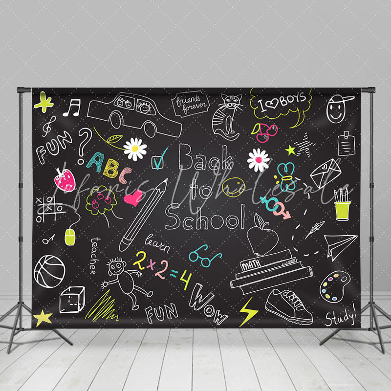 Lofaris Back to School Blackboard Chalk Drawing Kids Backdrop