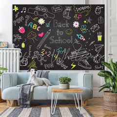 Lofaris Back to School Blackboard Chalk Drawing Kids Backdrop
