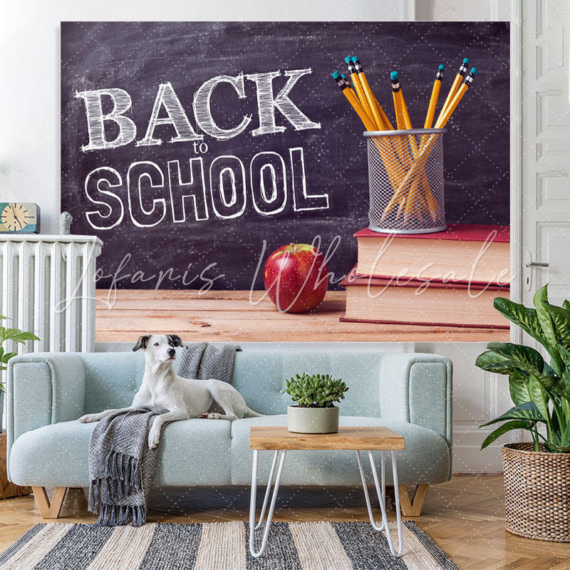 Lofaris Back to School Room Chalkboard Pencils Backdrops