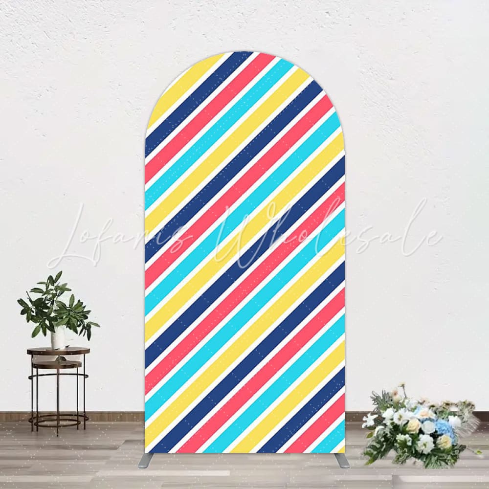 Back to School Stripes Arch Backdrop for Kids Party Setup
