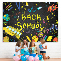 Lofaris Back to School Tellurion Pencils Bus Backdrop for Photo