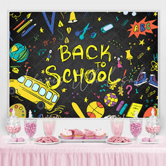 Lofaris Back to School Tellurion Pencils Bus Backdrop for Photo